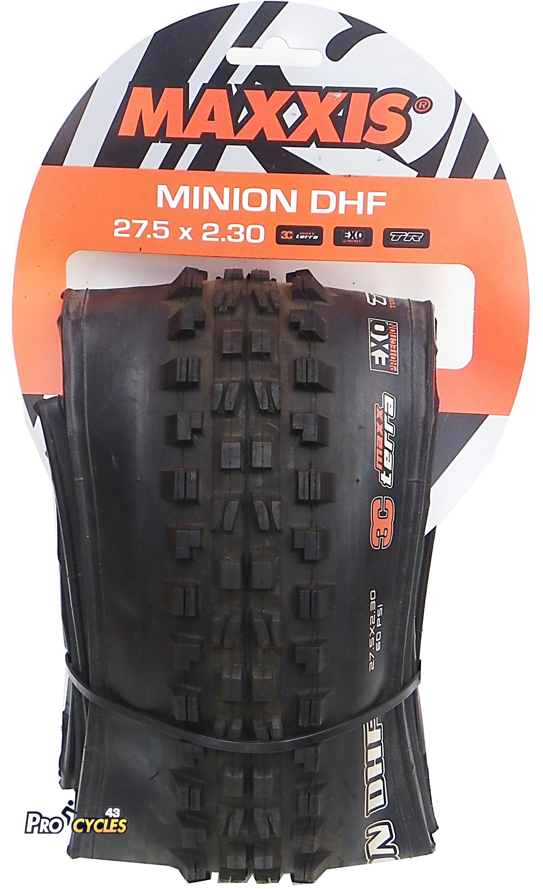 Pneu VTT Maxxis Minion DHF - 27.5" X 2.8" - Gomme 3C MaxxTerra, Carcasse EX - Sans Tube, Pliable - Noir - Neuf