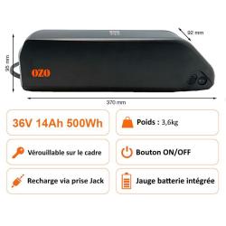 Batterie OZO 36V 500Wh pour Porte-Bagages