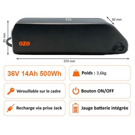 Batterie OZO 36V 500Wh pour Porte-Bagages