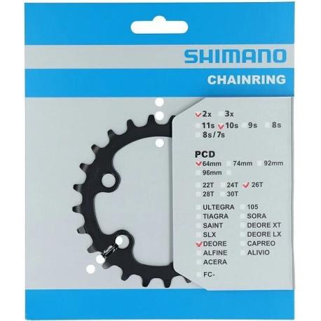 Plateau SHIMANO DEORE FC-M6000 64mm 2x10Vit -24T Intérieur